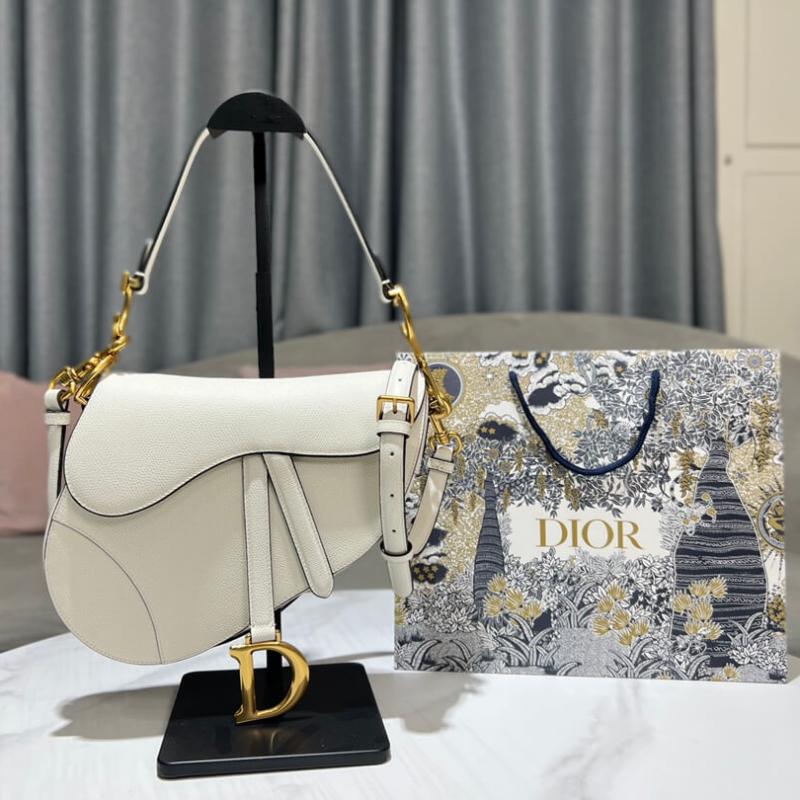 Dior Saddle White Bag