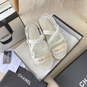 Chanel Woven Velcro Sandals