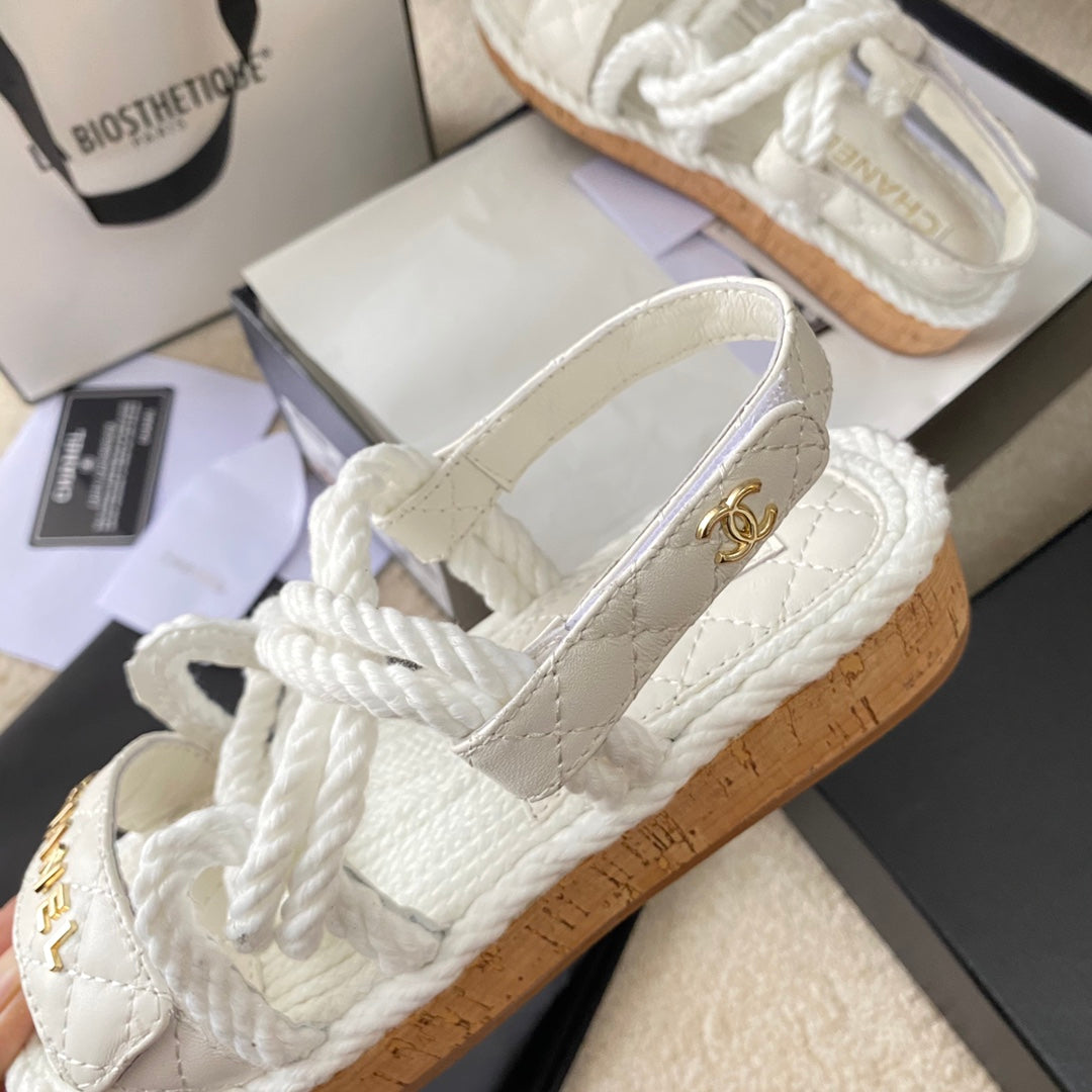 Chanel Woven Velcro Sandals