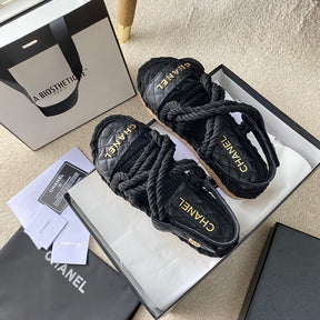 Chanel Woven Velcro Sandals