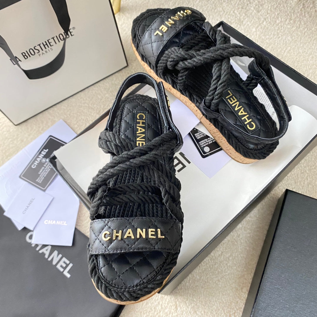 Chanel Woven Velcro Sandals