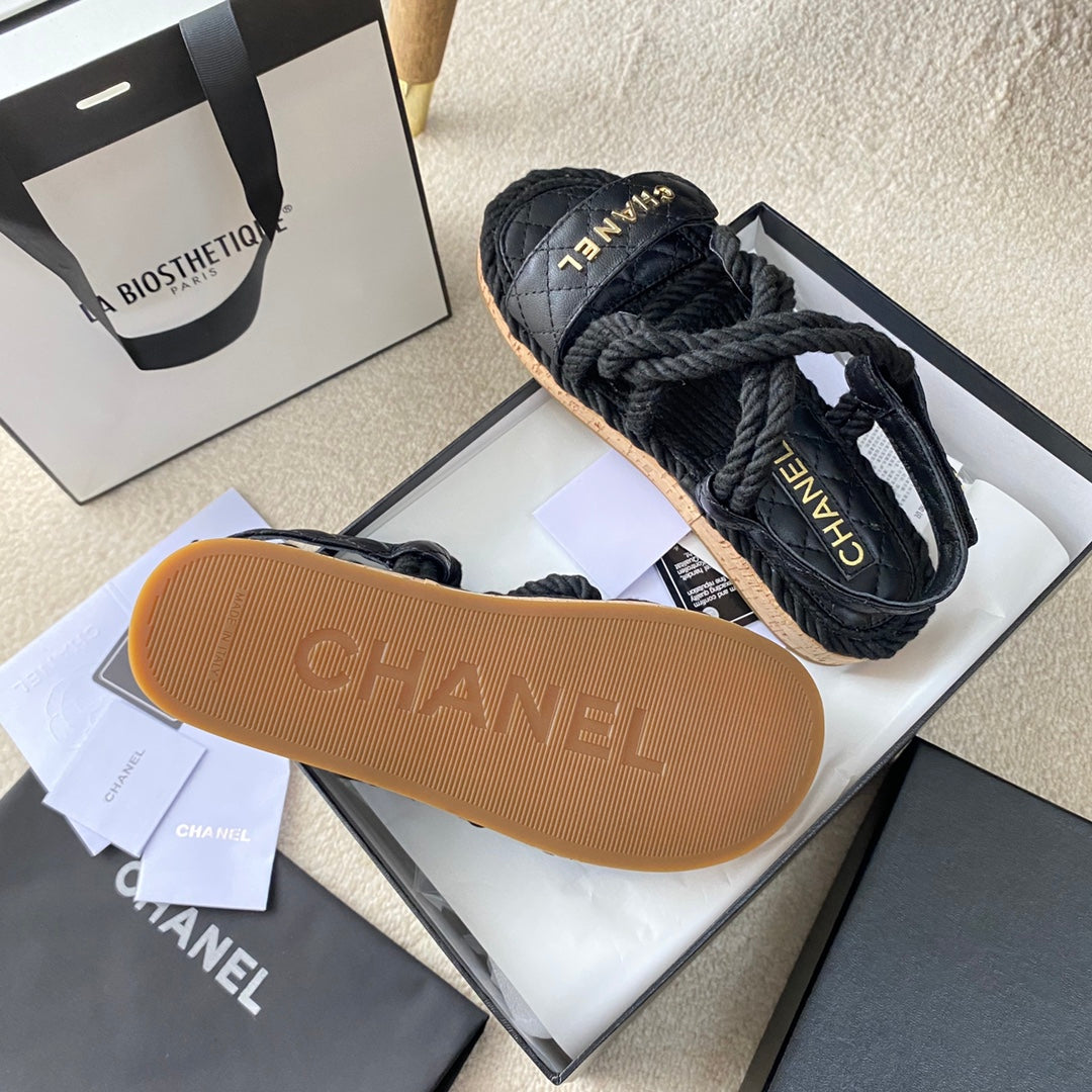 Chanel Woven Velcro Sandals