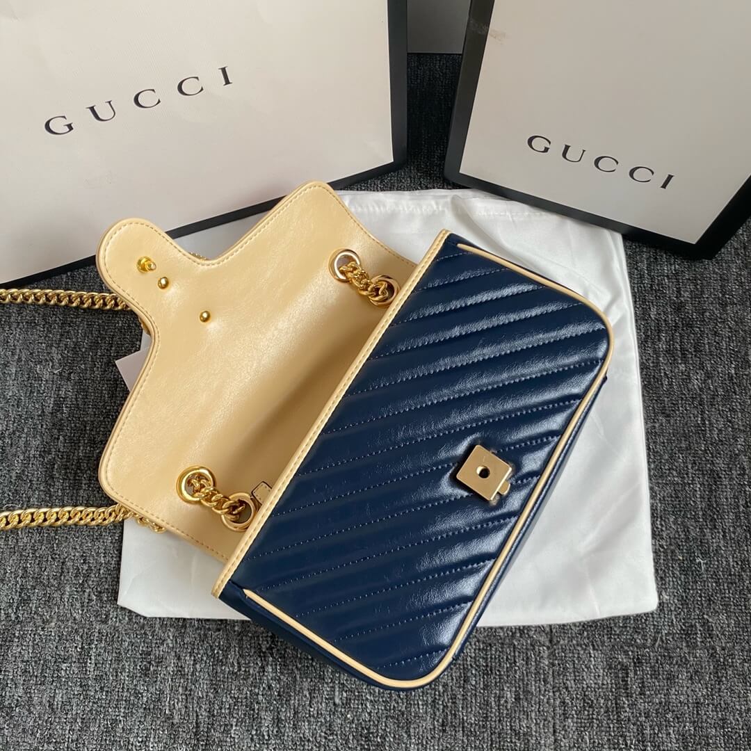 GG Marmont Medium New Blue and Red Color Bag