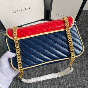 GG Marmont Medium New Blue and Red Color Bag