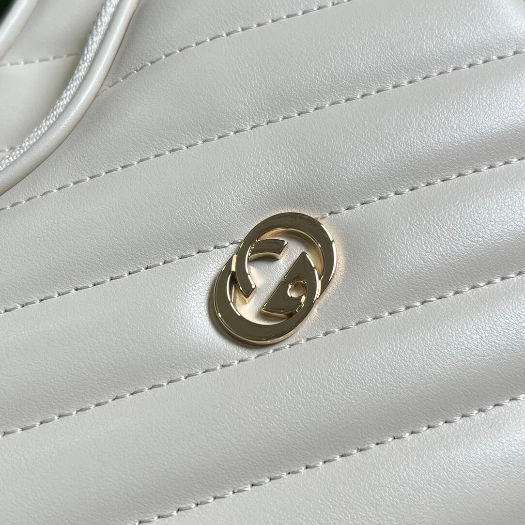 Gucci Interlocking G Mini Heart Shoulder White Bag