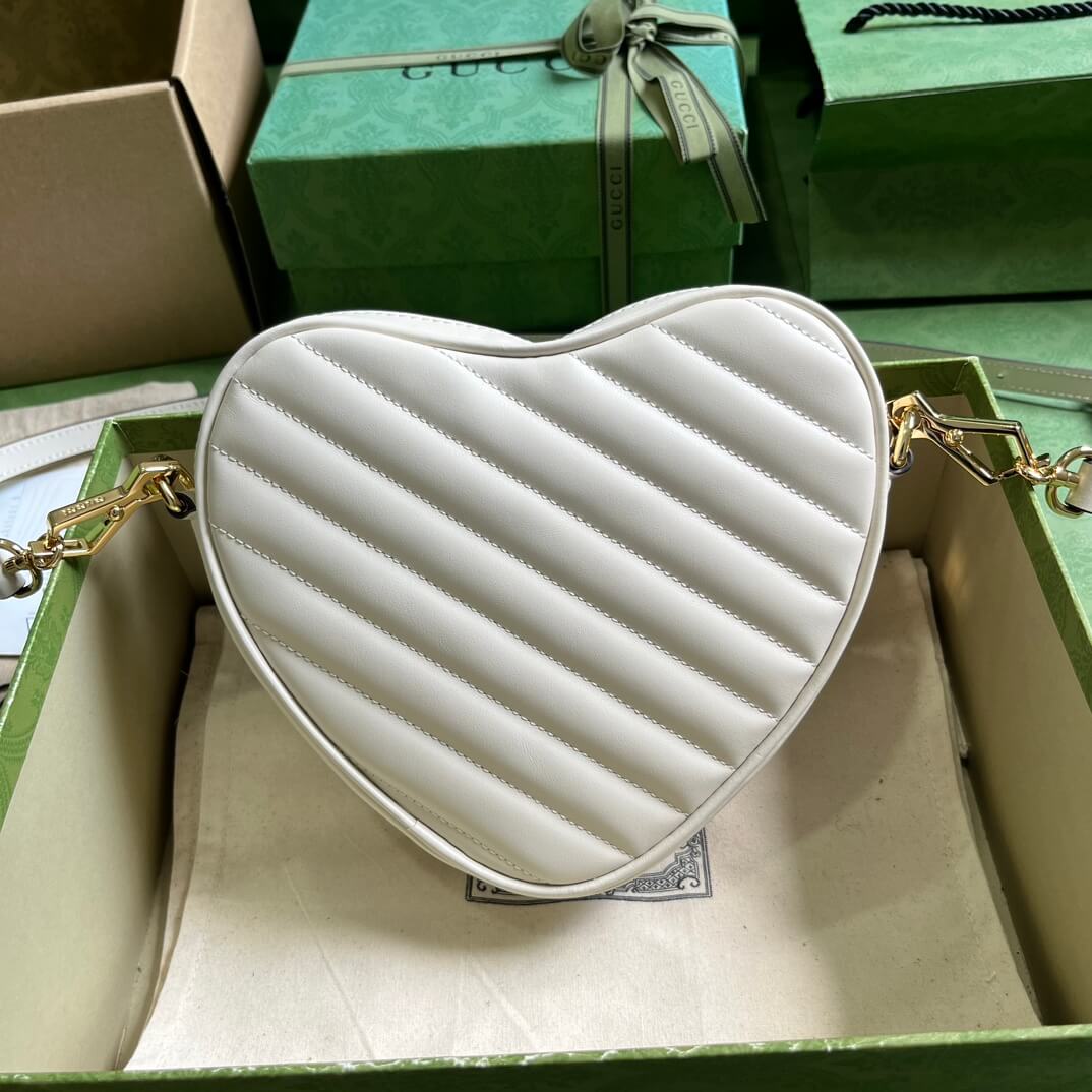 Gucci Interlocking G Mini Heart Shoulder White Bag